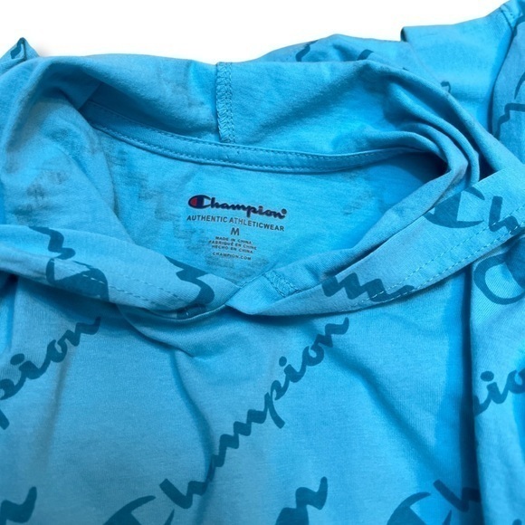 NWOT Champion Logo‎ Hoodie Jersey Knit Long Sleeve Tee Big Kids Unisex M - Picture 5 of 11